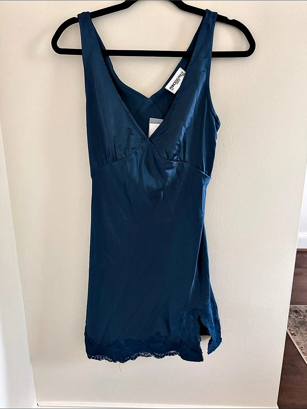 Princess Polly Mini Lace Trim Dress in Blue Size 6 NWT